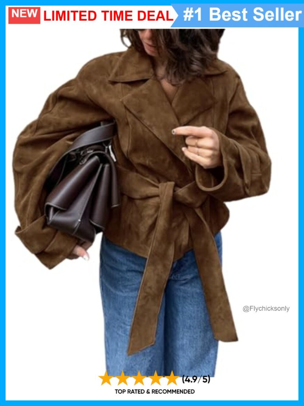 Womens Faux Leather Suede Collar Moto Jacket Long Sleeve Oversized Y2K Coat